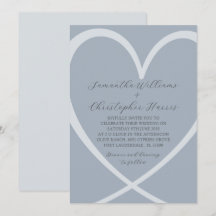 Simple Heart Dusty Blue Wedding Invitation