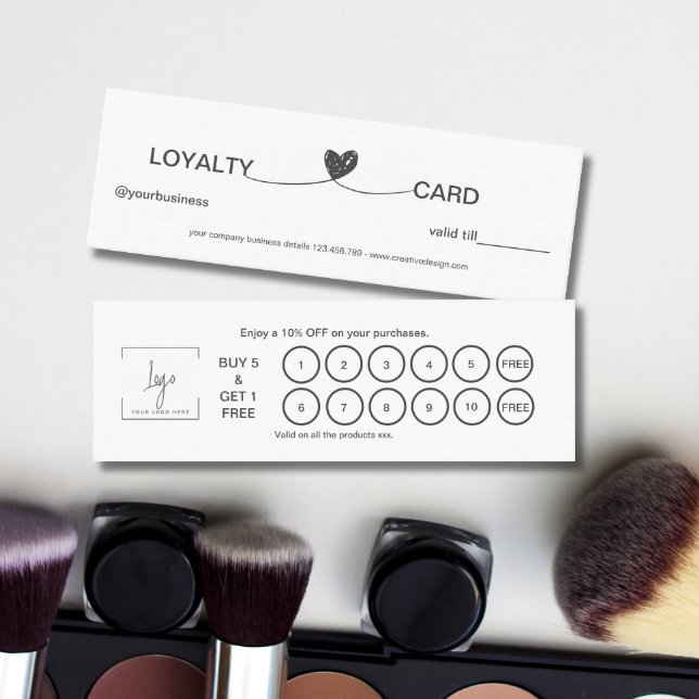 Simple Heart Elegant Black & White Loyalty Card (Simple Heart Elegant Black & White Loyalty Card)