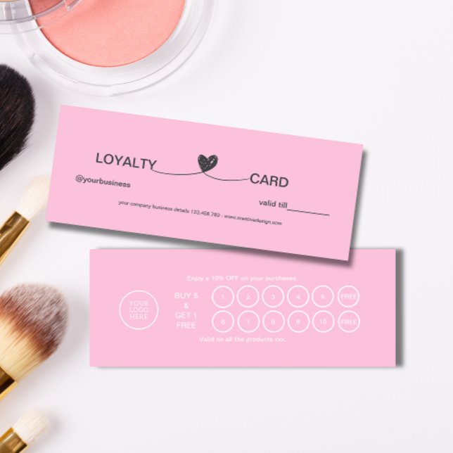 Simple Heart Elegant Pink Beauty Loyalty Card (Simple Heart Elegant Pink Beauty Loyalty Card)