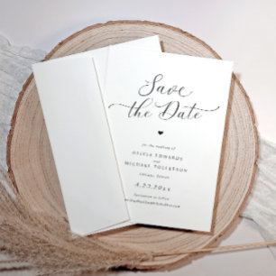 Simple Heart Elegant Wedding Save the Date Cards