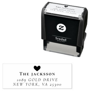 Simple Heart Family Name  Return Address  Self-inking Stamp