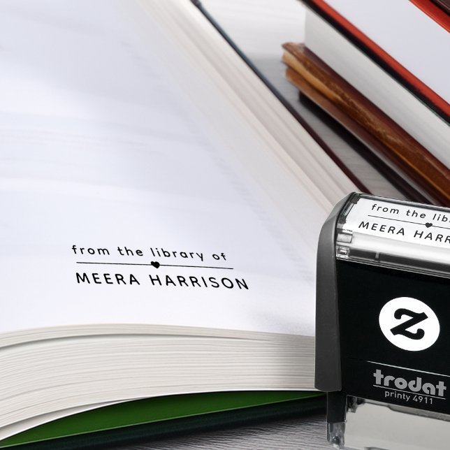 Simple Heart From The Library Of Name Self-inking Stamp (Simple Heart From The Library Of Name Self-inking Stamp)