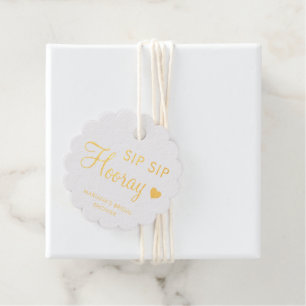 Simple Heart Gold Modern Bridal Shower Favour Tags