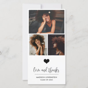 Simple Heart Love And Thanks Typography Graduate Thank You Card