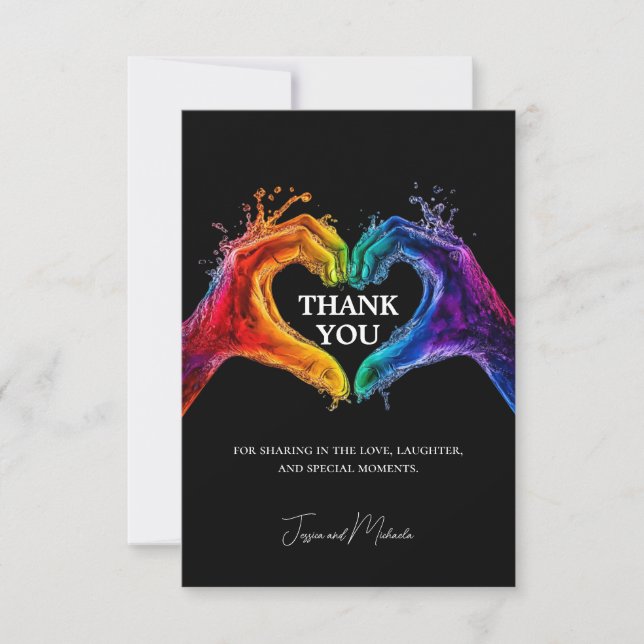 🌈❤️Simple Heart of Pride wedding Thank You Card (Front)