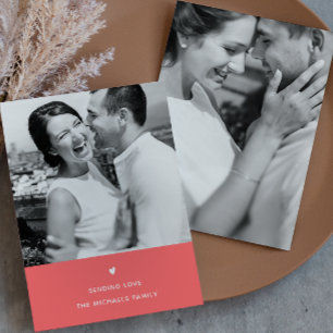 Simple Heart Orange Valentine Greeting Holiday Card