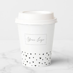 Simple Heart Pattern Business Logo Custom Paper Cu Paper Cups