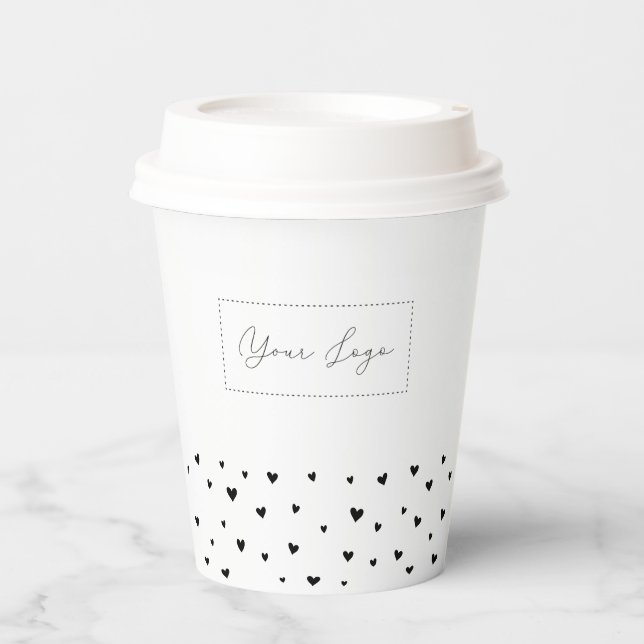 Simple Heart Pattern Business Logo Custom Paper Cu Paper Cups (Front)