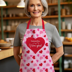 Simple Heart Pattern Personalized Love Gift Valent Apron