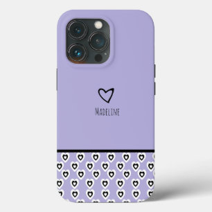 Simple Heart Pattern Purple Name iPhone 13 Pro Case