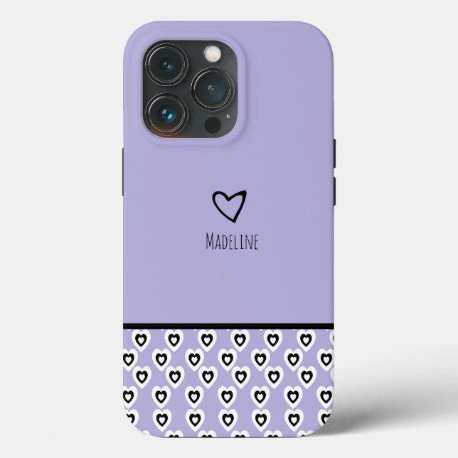 Simple Heart Pattern Purple Name  Case-Mate iPhone Case (Back)