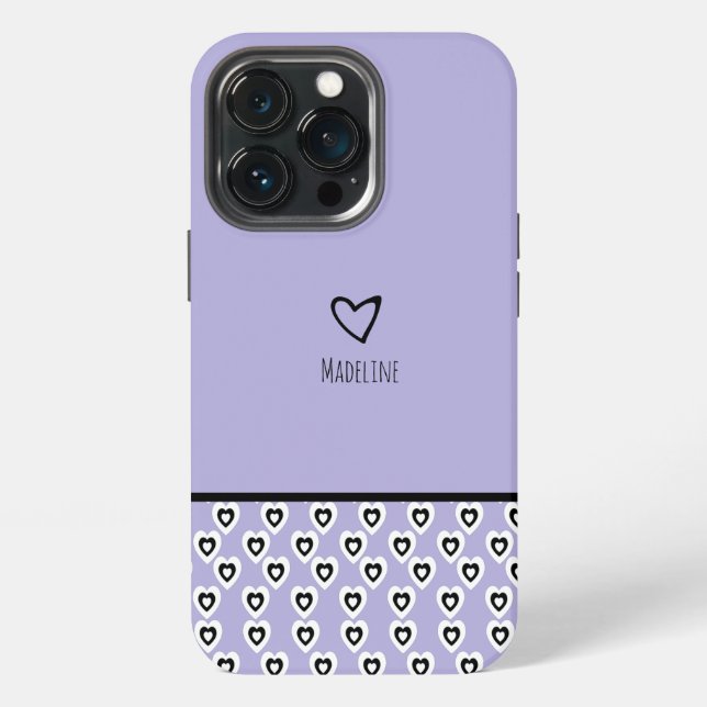 Simple Heart Pattern Purple Name  iPhone Case (Back)