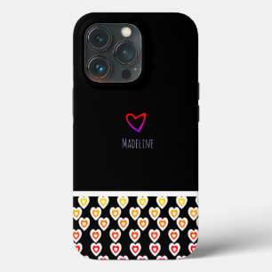 Simple Heart Pattern Repeat Border Rainbow iPhone 13 Pro Case