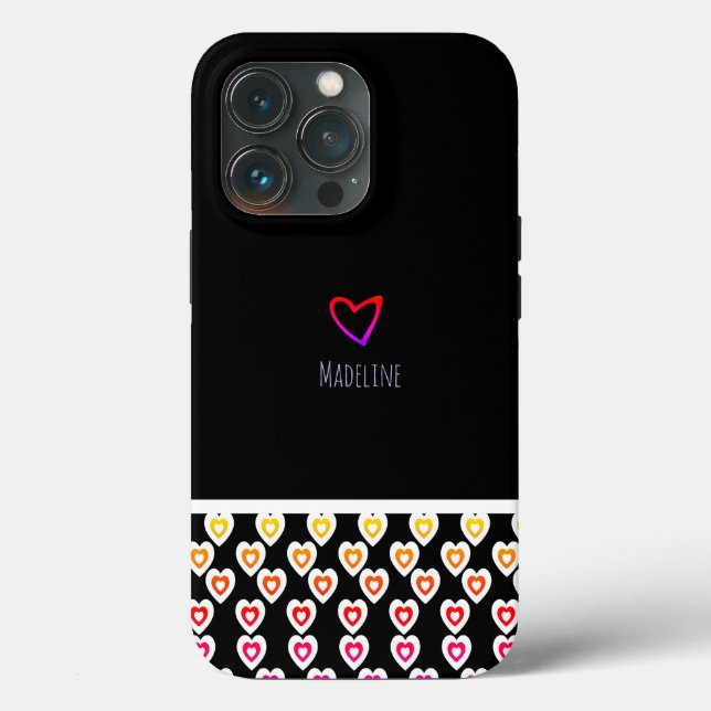 Simple Heart Pattern Repeat Border Rainbow Case-Mate iPhone Case (Back)