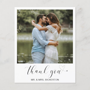 Simple Heart Photo Budget Wedding Thank You Card