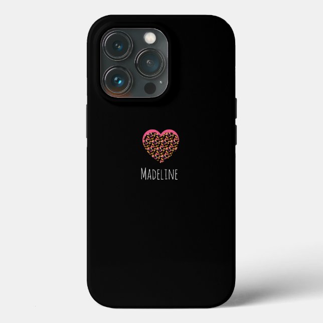 Simple Heart Pink Animal Print Pattern Case-Mate iPhone Case (Back)