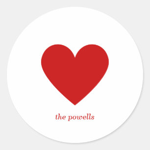 Simple Heart Red Classic Love Minimalist Chic Round Sticker