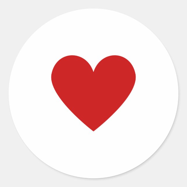 Simple Heart Red Modern Love Minimal Chic Classic Round Sticker (Front)