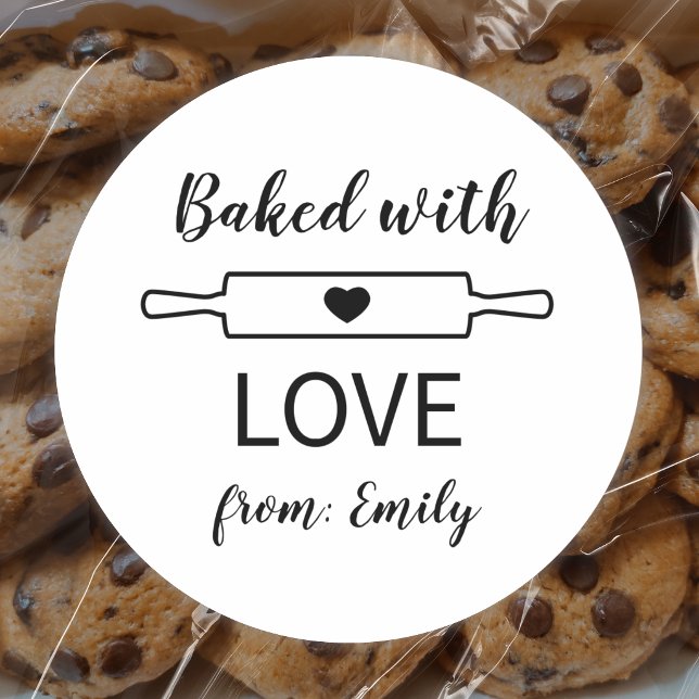 Simple Heart Rolling Pin Baking Classic Round Sticker (Creator Uploaded)