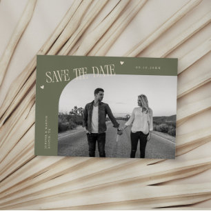 Simple Heart Sage Green Curved Frame Photo Save The Date