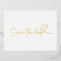 Simple Heart Save the Date Real Gold