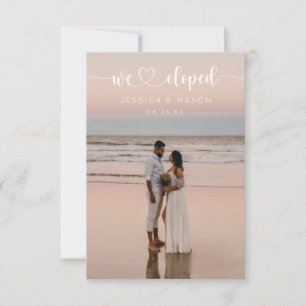 Simple Heart Script We Eloped Announcement Invite