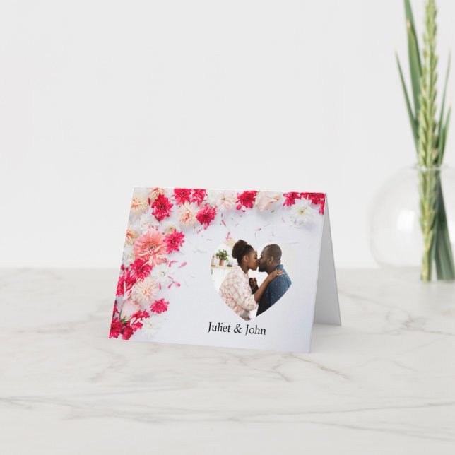  simple heart shaped personalised photo holiday card (Front)