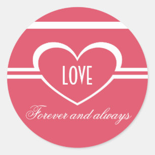 Simple Heart Stickers, Dark Pink Classic Round Sticker