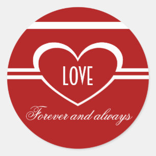 Simple Heart Stickers, Deep Red Classic Round Sticker