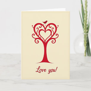 Simple Heart Tree Love Bird Card
