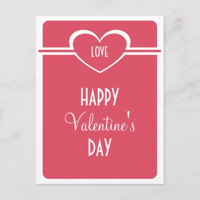 Simple Heart Valentine's Day Postcard, Dark Pink Holiday Postcard (Front)