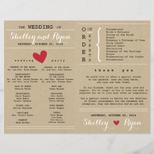 Simple Heart Wedding Program FAN