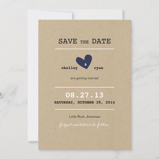 Simple Heart Wedding Save the Date Invitation (Front)