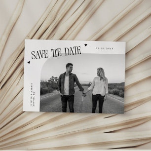 Simple Heart White Curved Frame Photo Save The Date