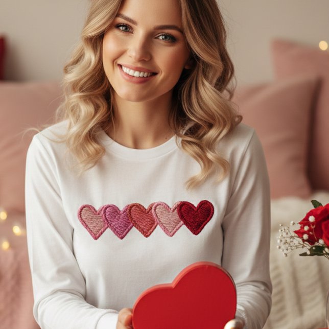 Simple Hearts Embroidery look Minimalistic  Tri-Blend Shirt (Creator Uploaded)