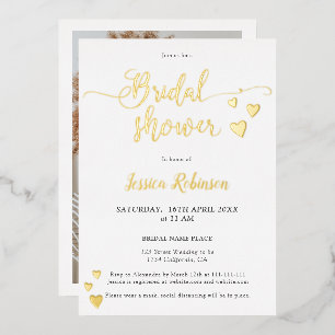Simple hearts gold script chic bridal shower photo