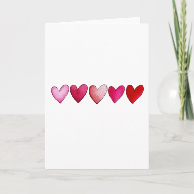Simple Hearts Hand Drawn Minimalistic Valentine's  Card (Front)