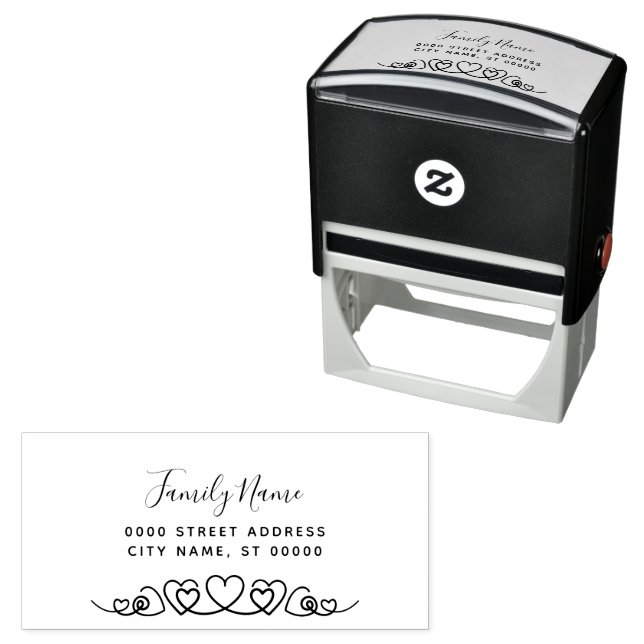 Simple Hearts Self Inking Rubber Stamp (In Situ)