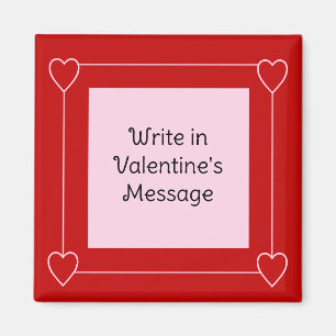 Simple Hearts Valentine's Day Add Message to Red Magnet