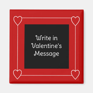Simple Hearts Valentine's Day Add Message to Red Magnet