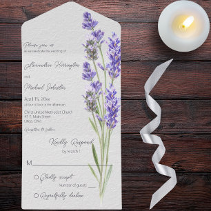 Simple Heather Sprigs All In One Invitation