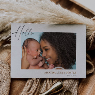 Simple Hello Baby Photo Announcement Card