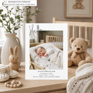 Simple Hello Baby Photo Birth Announcement Postcard