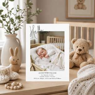 Simple Hello Baby Photo Birth Announcement Postcard