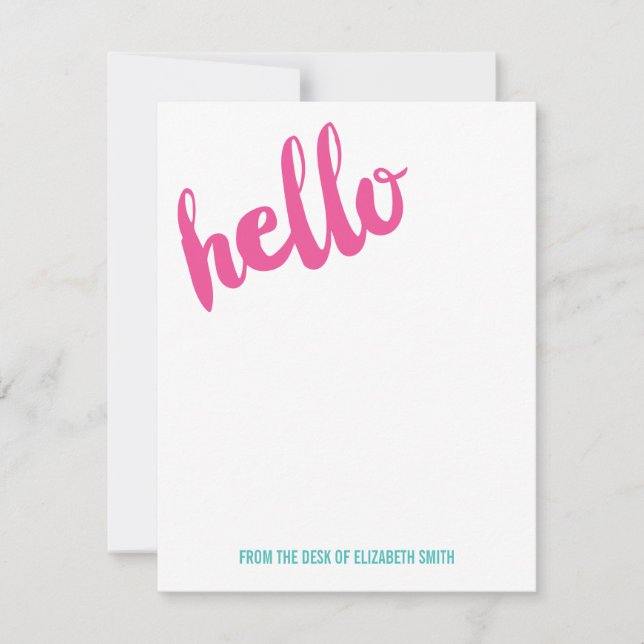 Simple Hello Personalised Stationery Note Card (Front)