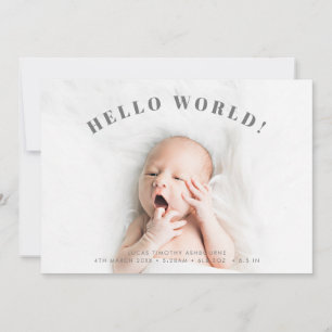 Simple Hello World Photo Polka Birth Announcement