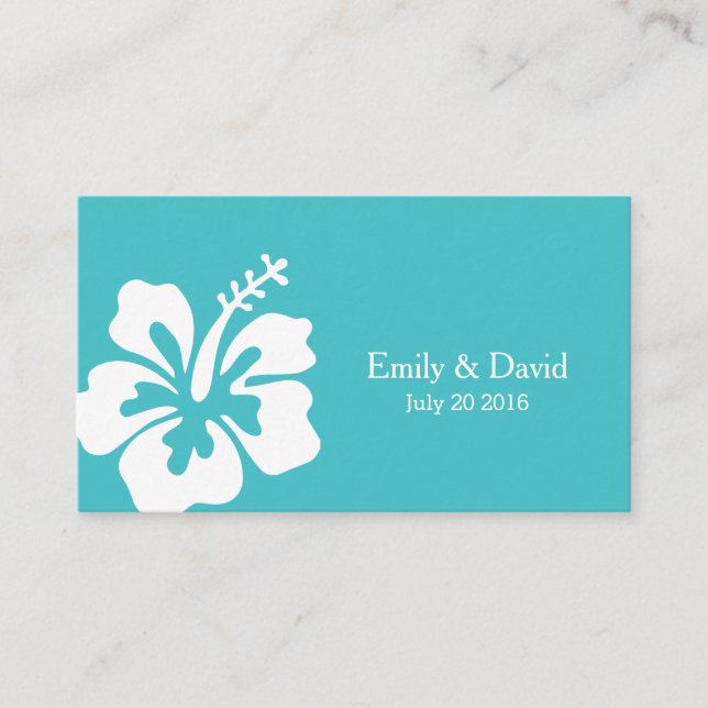 Simple Hibiscus Turquoise Wedding Website Insert (Front)