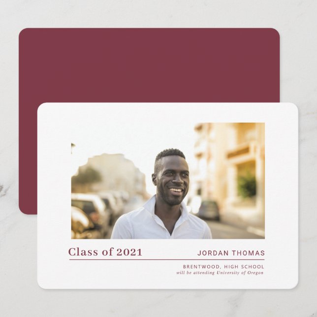 Simple High School Graduation Announcement (Front/Back)