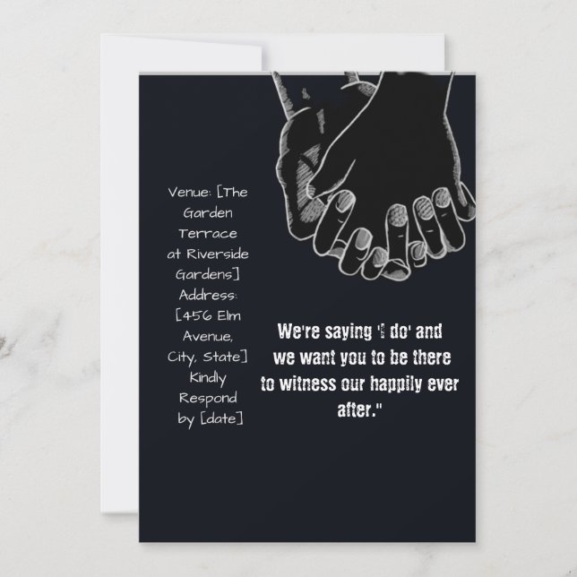 simple hold hands vector black  wedding Invitation (Front)