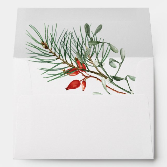 Simple Holiday Botanical Wedding Envelope (Back (Bottom))